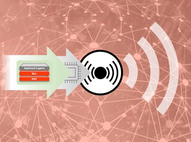 Graphic of a mioty stack integrated in a sensor demonstrating mioty enabled sensors