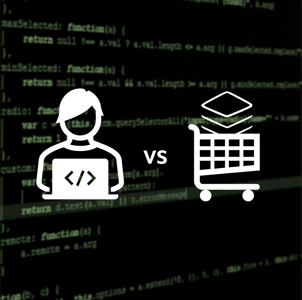 Thumbnail illustrating the comparison between buying a software solution and developing it in‑house