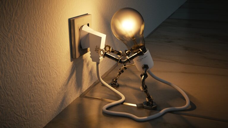 Lightbulb character plugging itself in, representing innovation and ideas