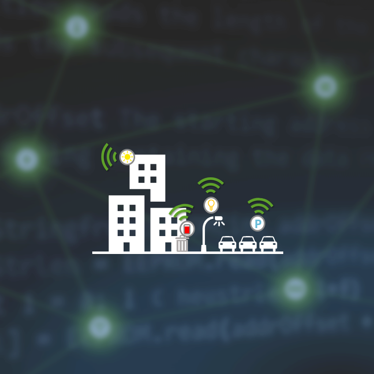 Thumbnail illustrating smart city solutions enabled by connected IoT infrastructures