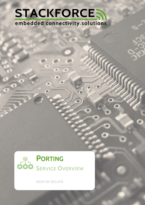 Cover page of the porting service sheet, outlining the guide for porting protocol stacks to new hardware platforms