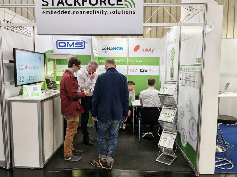Visitors at STACKFORCE booth at embedded world 2025
