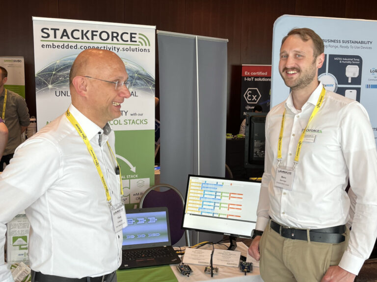 Visitor at STACKFORCE booth at LoRaWAN Live in Munich 2024