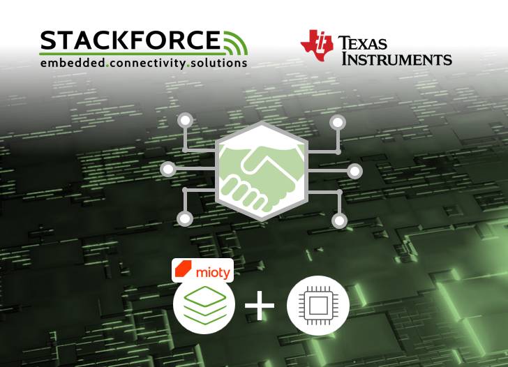 Thumbnail illustrating the cooperation of STACKFORCE and Texas Instruments with mioty products.