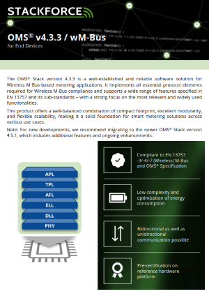 Cover page of the OMS® v4.3.3 for End Devices protocol stack flyer