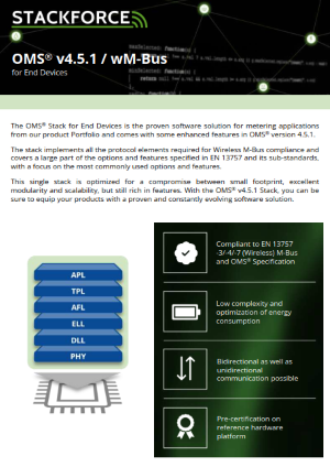 Cover page of the OMS® v4.5.1 for End Devices protocol stack flyer