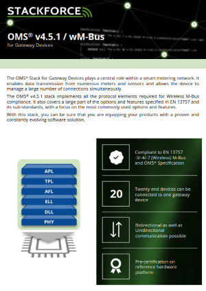Cover page of the OMS® v4.5.1 for Gateways protocol stack flyer